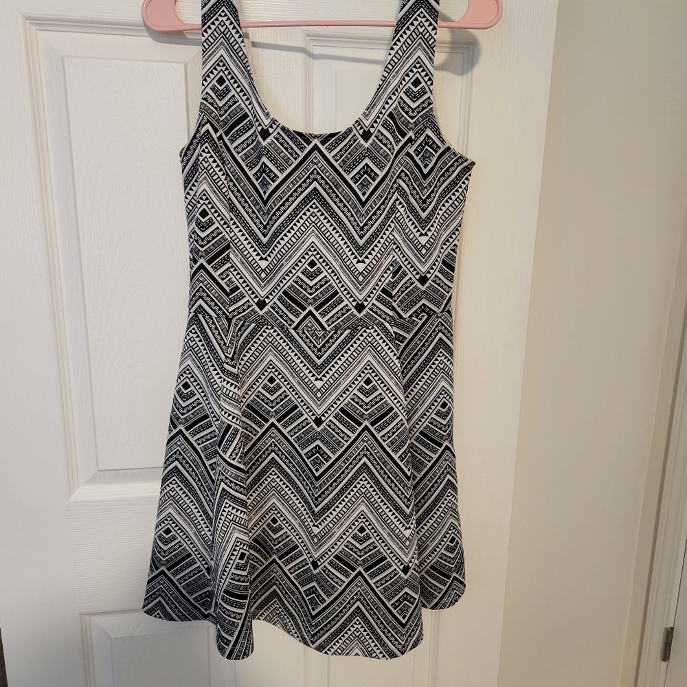 White Aztec print dress